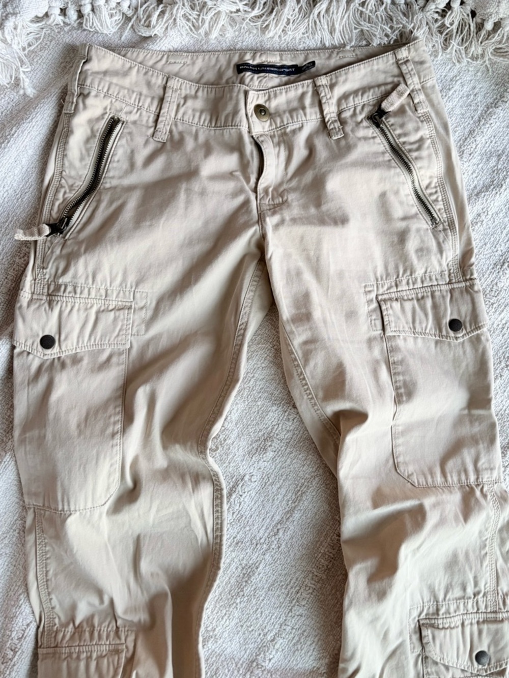 Ralph Lauren Cargo Khaki Pants Women 6 Coastal Utility Cotton Zip